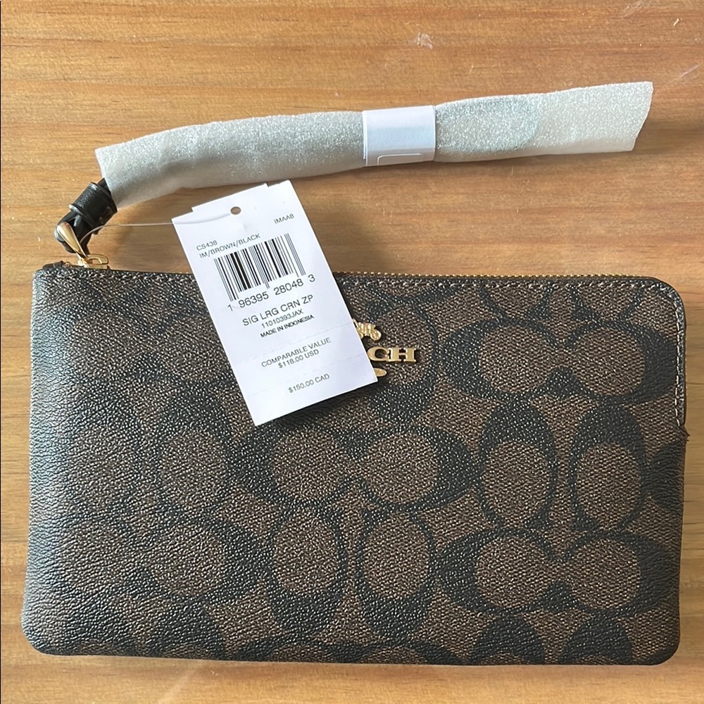 Coach Signature Brown Wristlet